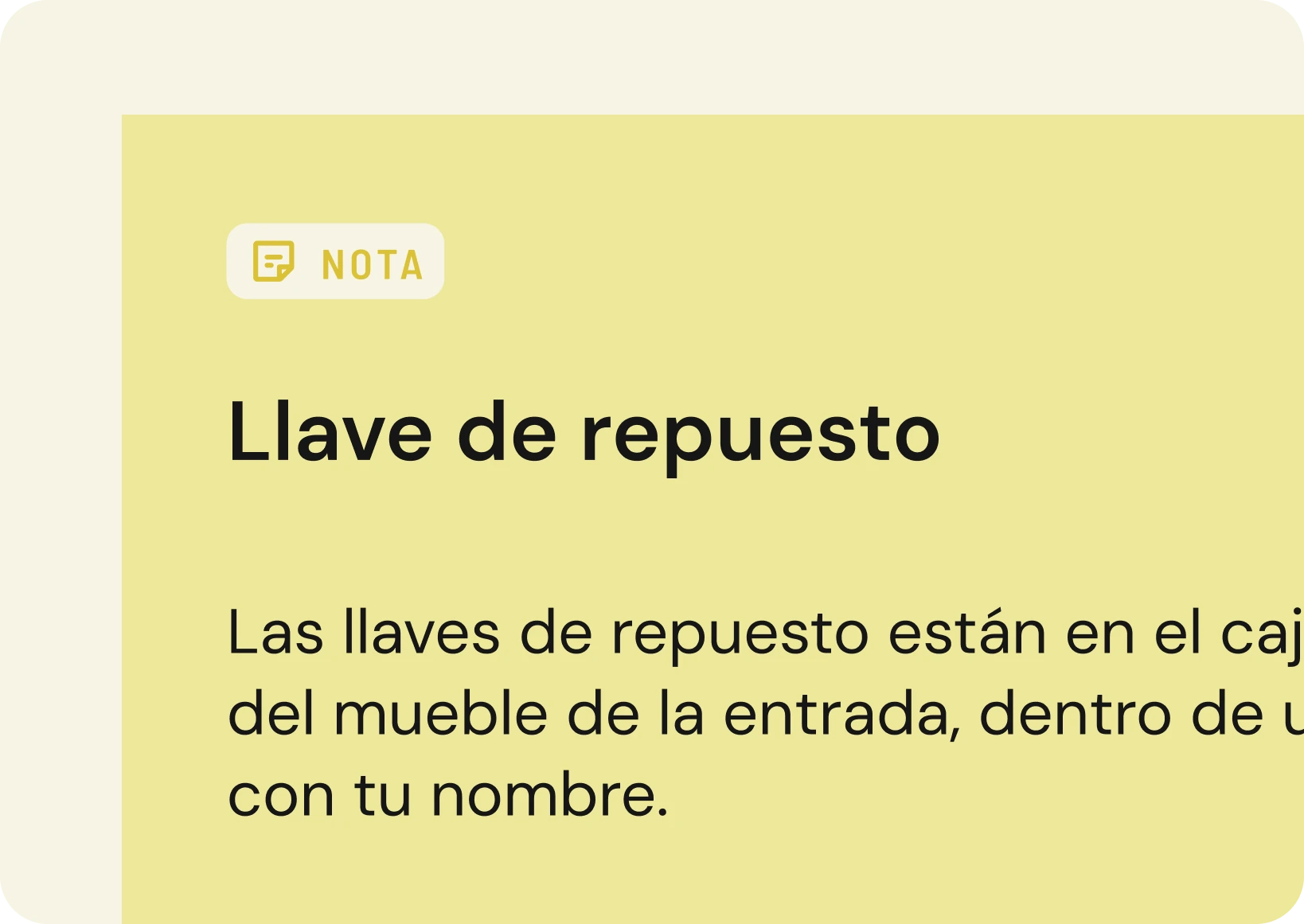 Nota Llave de repuesto en Laris